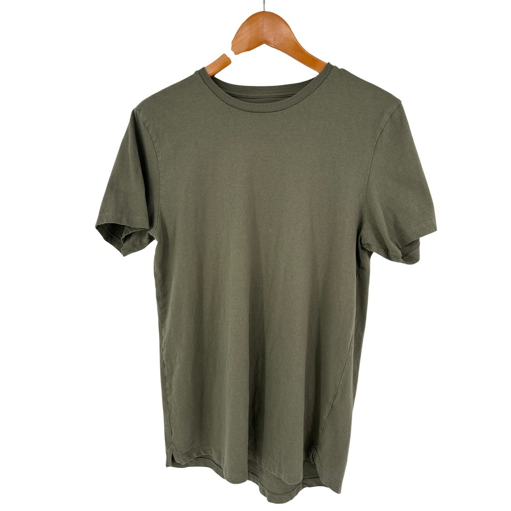 Cotton On Organic Cotton Longline T Shirt Olive Green Mens Medium